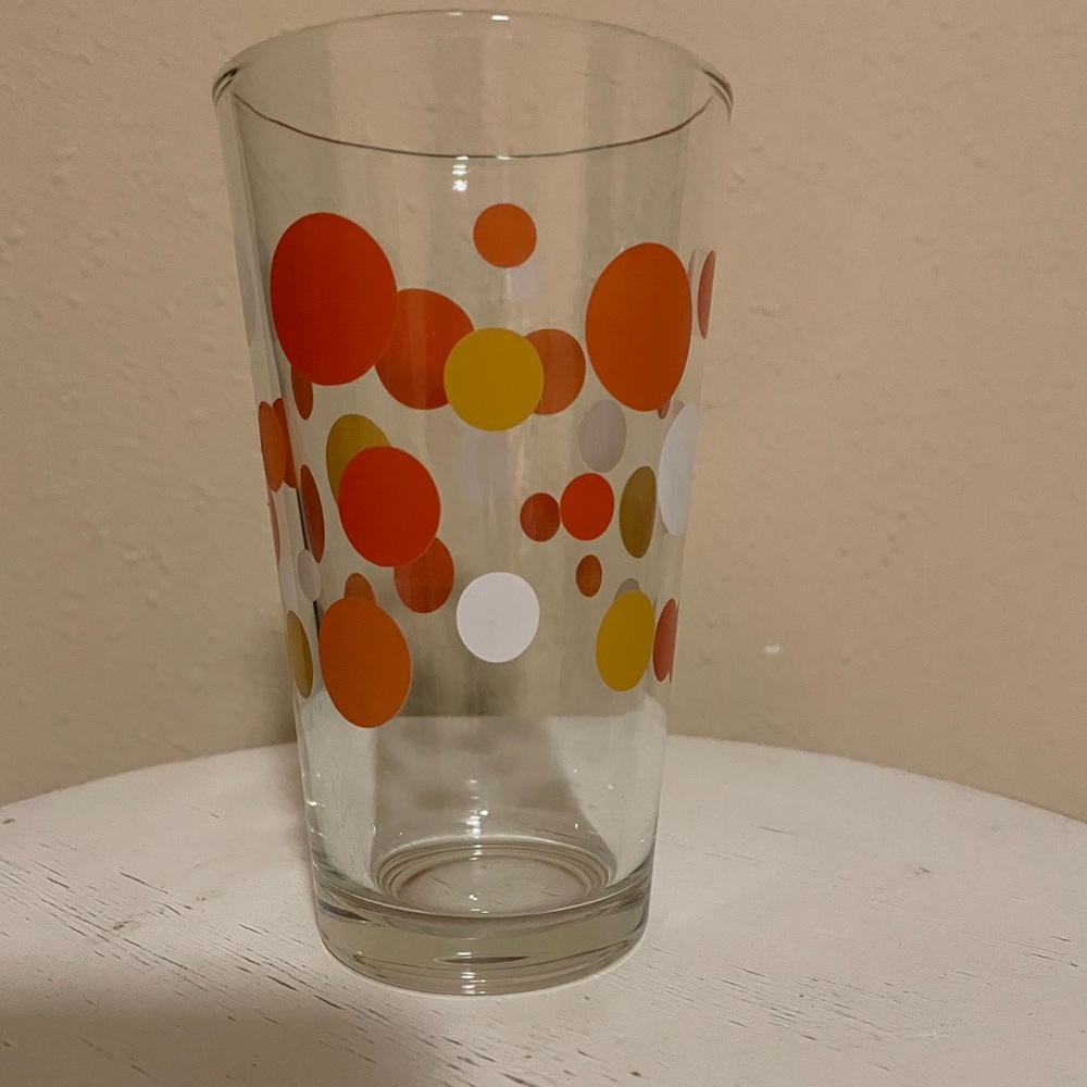 Libbey Polka Dot Glass Tumbler-orange,yellow,white - Picture 2 of 5